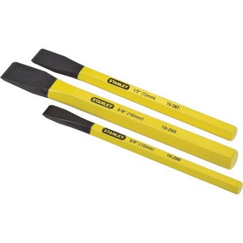 STANLEY 16-298 Cold Chisel Kit, 3-Piece, Powder-Coated, Yellow