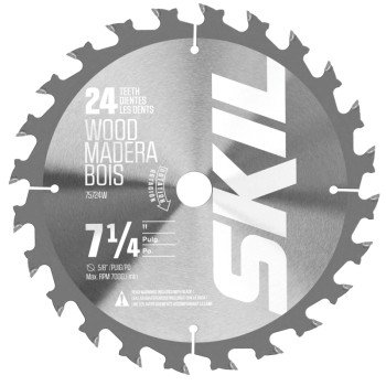 Skilsaw 75724W Circular Saw Blade, 7-1/4 in Dia, 5/8 in Arbor, 24-Teeth, Carbide Cutting Edge