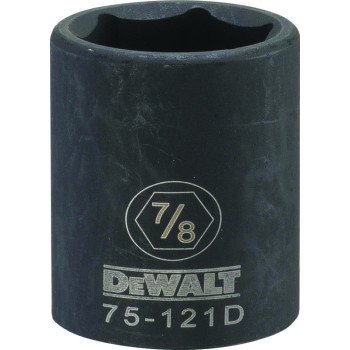 DeWALT DWMT75121OSP Deep Impact Socket, 7/8 in Socket, 1/2 in Drive, 6-Point, Steel, Black Oxide