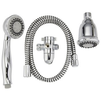 Plumb Pak K750CP Shower Head Kit, 1.8 gpm, 3-Spray Function, Polished Chrome, 60 in L Hose