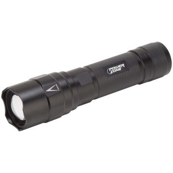 PowerZone 12083 Tactical Flashlight, AA Battery, LED Lamp, 400 Lumens, 120 m Beam Distance, 10 hrs Run Time, Black