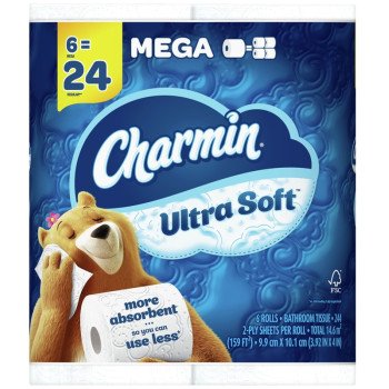 Charmin Ultra Strong 04176 Bathroom Tissue, 2-Ply, Paper, 6/PK