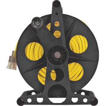 PowerZone ORCR3002 Cord Storage Reel with Stand, 100 ft L Cord, 16 AWG Wire, Black