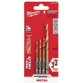 Milwaukee 48-89-4644 Drill Bit Set, 4-Piece, Titanium