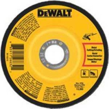 DEWALT DWA4510 Grinding Wheel, Applicable Materials: Ferrous Metal, Stainless Steel, 4 in Dia, 1/8 in Thick, 24 Grit