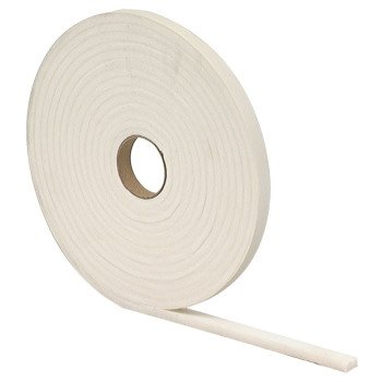 M-D 02758 Foam Tape, 1/2 in W, 17 ft L, 1/4 in Thick, PVC, White