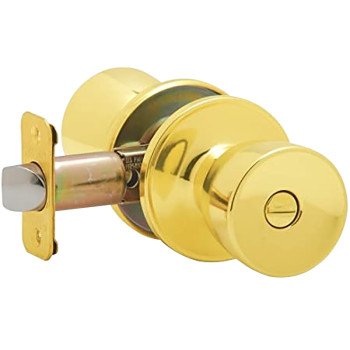 Dexter J Series J40 BYR 605 Privacy Lockset, Tulip Design, Knob Handle, Bright Brass, Metal, Interior Locking