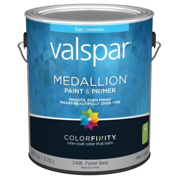 Valspar Medallion 1400 Series 027.0001408.007 Interior Paint, Flat Sheen, Pastel, 1 gal, Can