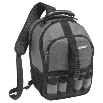 Bucket Boss Professional Series 65160 Sling Pack Tool Bag, 10-1/2 in W, 8 in D, 15 in H, 24-Pocket, Poly Fabric