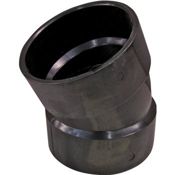 Canplas 102553BC Pipe Elbow, 3 in, Hub, 22.5 deg Angle, ABS, Black