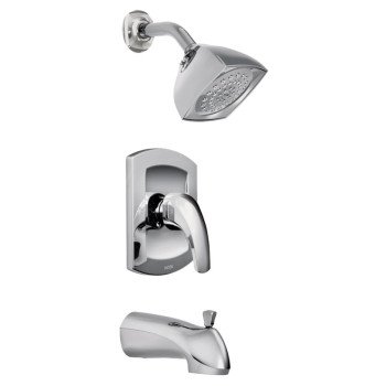 Moen Zarina Series 82533 Tub and Shower Faucet, 2 gpm Showerhead, 1-Handle, Metal, Chrome Plated