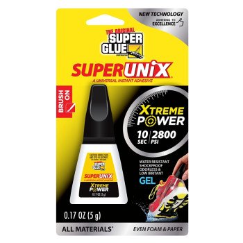 Superglue Corp Superunix 11710527 Universal Instant Adhesive, Liquid, Characteristic, Clear/Transparent, 5 g, Tube