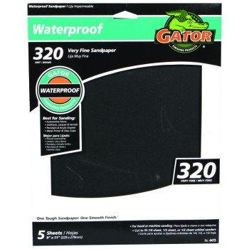 Gator 4473 Sanding Sheet, 9 in L, 11 in W, 320 Grit, Very Fine, Silicone Carbide Abrasive