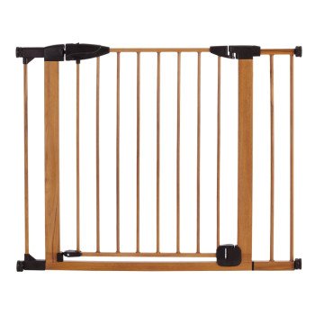 North States WoodCraft Steel 5347 Auto-Close Toddler Gate, Steel/Wood, Brown/Dark Brown, 30 in H Dimensions