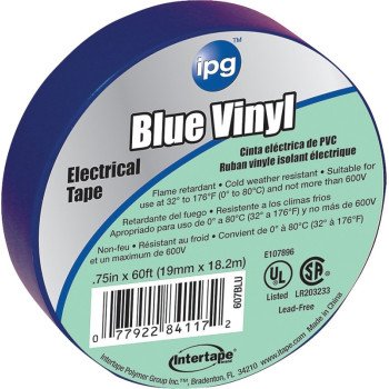 IPG 85831 Electrical Tape, 60 ft L, 3/4 in W, Blue