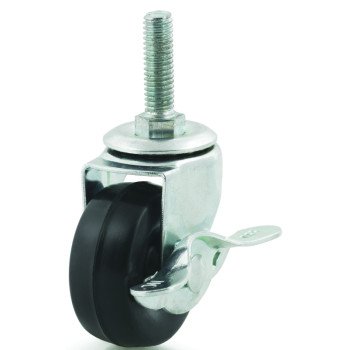 Dh Casters C-L20T2RSB Swivel Caster with Brake, 2 in Dia Wheel, 13/16 in W Wheel, Rubber Wheel, 77 lb