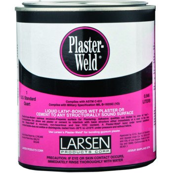 Larsen Plaster-Weld PWQ06 Bonding Agent, Liquid, Low to Slight Acetic, Pink, 1 qt Pail