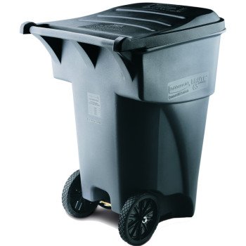 Rubbermaid FG9W2200GRAY Rollout Container, 95 gal Capacity, Polyethylene, Gray, Lift Up Closure