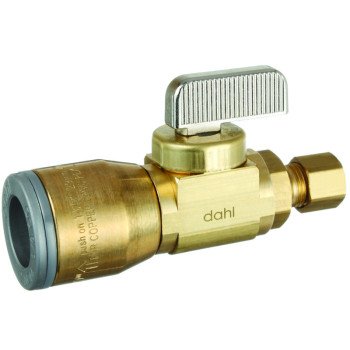 DAHL mini-ball 521-QG3-30 Stop Valve, 1/2 x 1/4 in Connection, Compression, 250 psi Pressure, Manual Actuator