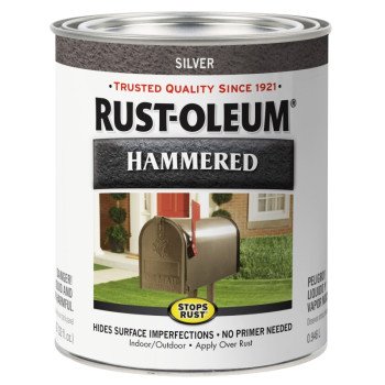 Rust-Oleum 352844 Rust Preventative Paint, Oil, Hammered, Silver, 1 qt, 85 sq-ft Coverage Area