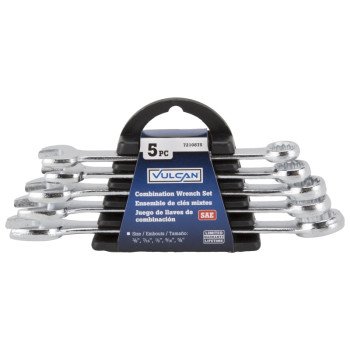 Vulcan JL16061 Combination Wrench Set, 5-Piece, Steel, Chrome, Silver