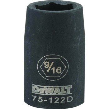 DEWALT DWMT75122OSP Deep Impact Socket, 9/16 in Socket, 1/2 in Drive, 6-Point, Steel, Black Oxide