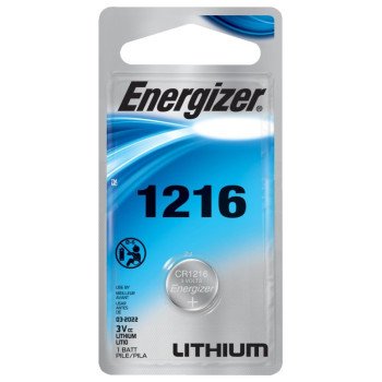 Energizer ECR1216BP Coin Cell Battery, 3 V Battery, 25 mAh, CR1216 Battery, Lithium, Manganese Dioxide