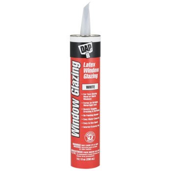 DAP 12108 Latex Window Glazing, Paste, Slight, White, 10.1 fl-oz Cartridge