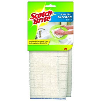 Scotch-Brite 9032-2 Kitchen Utility Cloth, 11-1/2 in L, 12-1/2 in W, Microfiber, White