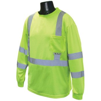Radians ST21-3PGS-M Safety T-Shirt, M, Polyester, Green, Long Sleeve, Pullover