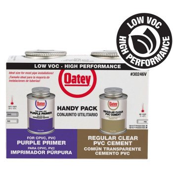 Oatey 30246V PVC Cement and Primer Kit, 4 oz, Liquid, Clear/Purple