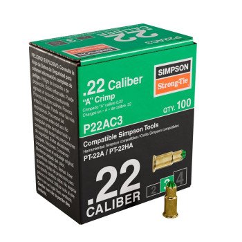 Simpson Strong-Tie P22AC P22AC3 Crimp Load, 0.22 Caliber, Power Level: 3, Green Code, 1-Load