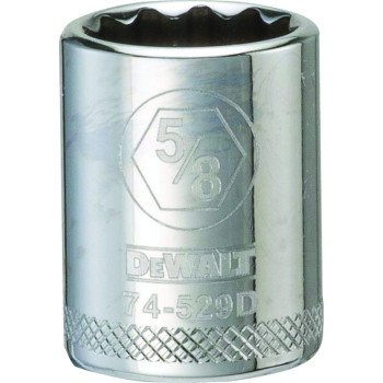 DEWALT DWMT74529OSP Hand Socket, 5/8 in Socket, 3/8 in Drive, 12-Point, Vanadium Steel, Polished Chrome