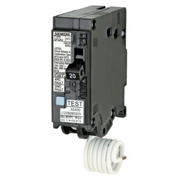 Siemens Q115DF Circuit Breaker, AFCI, GFCI, 15 A, 1 -Pole, 120 V, Instantaneous, Non-Interchangeable Trip, Black