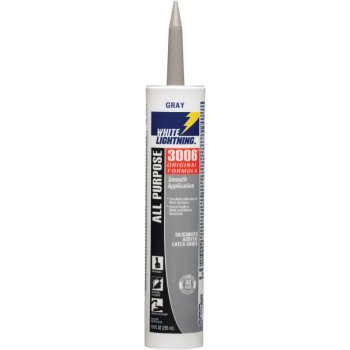 WHITE LIGHTNING W12004010 Adhesive Caulk, Gray, 5 to 7 days Curing, 40 deg F, 10 fl-oz Cartridge