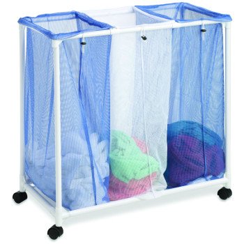 Honey-Can-Do HMP-01629 Mesh Laundry Sorter, Blue/White, 13-15/32 in W, 30 in H, 28.26 in D