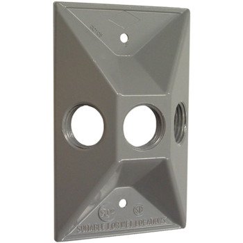 Hubbell 5189-5 Cluster Cover, 4-19/32 in L, 2-27/32 in W, Rectangular, Zinc, Gray, Powder-Coated