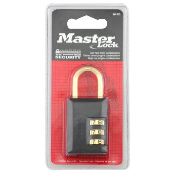 Master Lock 647D Padlock, 3/16 in Dia Shackle, 7/8 in H Shackle, Steel Shackle, Zinc Body, 1-3/16 in W Body