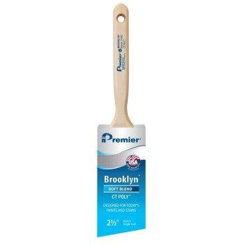 Premier Brooklyn 17292 Paint Brush, Angle Brush, 2-1/2 in L Bristle, Polyester Bristle, Sash Handle