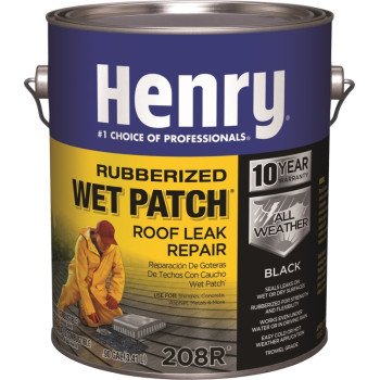 Henry Wet Patch 208 HE208R042 Roof Cement, Black, Liquid, 1 gal Can