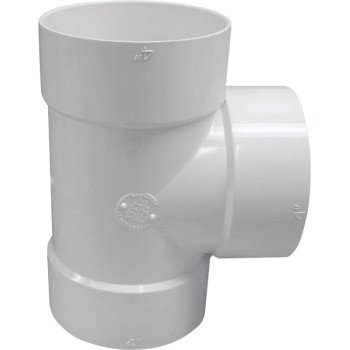 Canplas 414108BC Bullnose Pipe Tee, 6 x 4 in, Hub, PVC, White