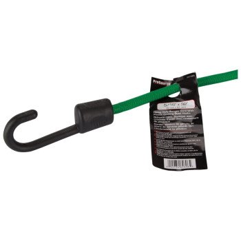 ProSource FH64083 Stretch Cord, 8 mm Dia, 32 in L, Polypropylene, Green, Hook End