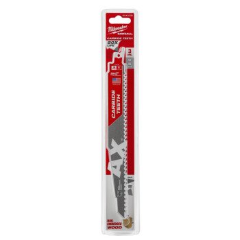 Milwaukee AX SAWZALL 48-00-5326 Reciprocating Saw Blade, 3/4 in W, 9 in L, 5 TPI, Carbide Cutting Edge