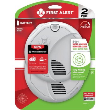 First Alert 1046813 Smoke and Carbon Monoxide Alarm, Alarm: Voice, Electrochemical, Photoelectric Sensor