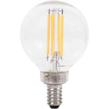 Sylvania 40852 LED Bulb, Decorative, G16.5 Lamp, 60 W Equivalent, E12 Lamp Base, Dimmable, Clear, Soft White Light