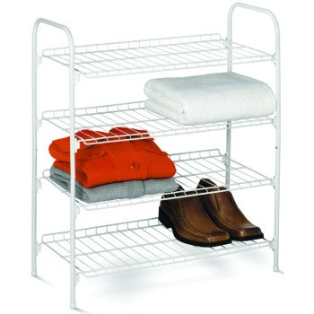 Honey-Can-Do SHO-01172 Closet Storage Shelf, 4-Shelf, 11.8 in W, 27.6 in H, Steel, White