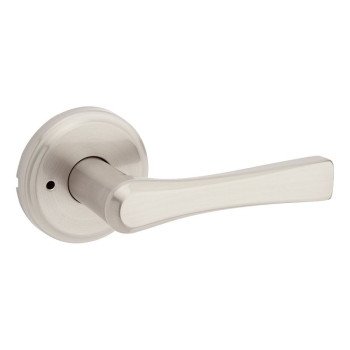 Weiser Katella 9GLA3310-131 Privacy Door Handle, Transitional Design, Lever Handle, Satin Nickel, Zinc, Pushbutton