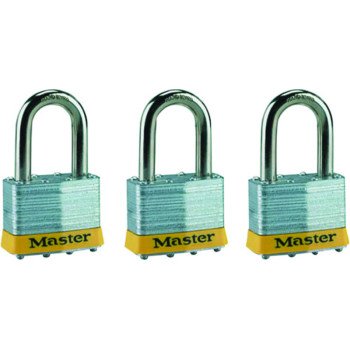 Master Lock 5TRILFPF Padlock, Keyed Alike Key, 3/8 in Dia Shackle, 1-1/2 in H Shackle, Boron Alloy Shackle, Steel Body