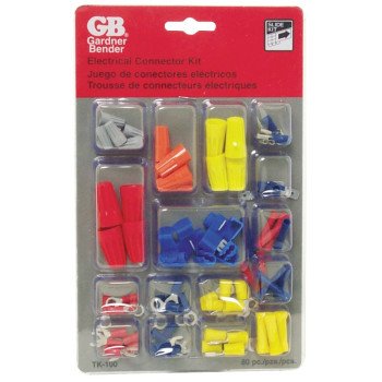 Gardner Bender TK-100 Wire Connector Kit, Solderless, Assorted, For: 22 to 10 AWG Wire, 80 -Piece