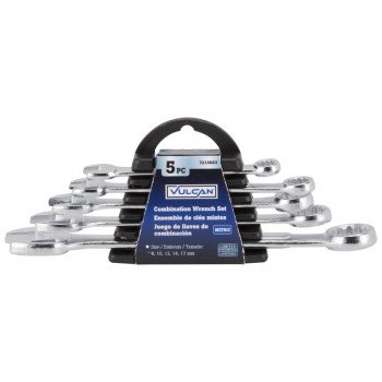 Vulcan JL16062 Combination Wrench Set, 5-Piece, Steel, Chrome, Silver